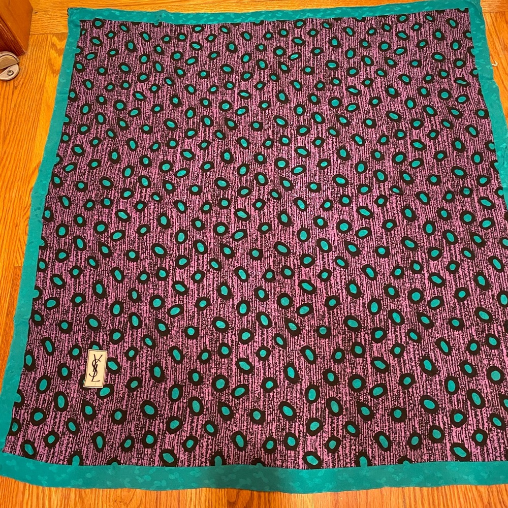 YVES SAINT LAURENT 100% Silk XL Vintage Scarf